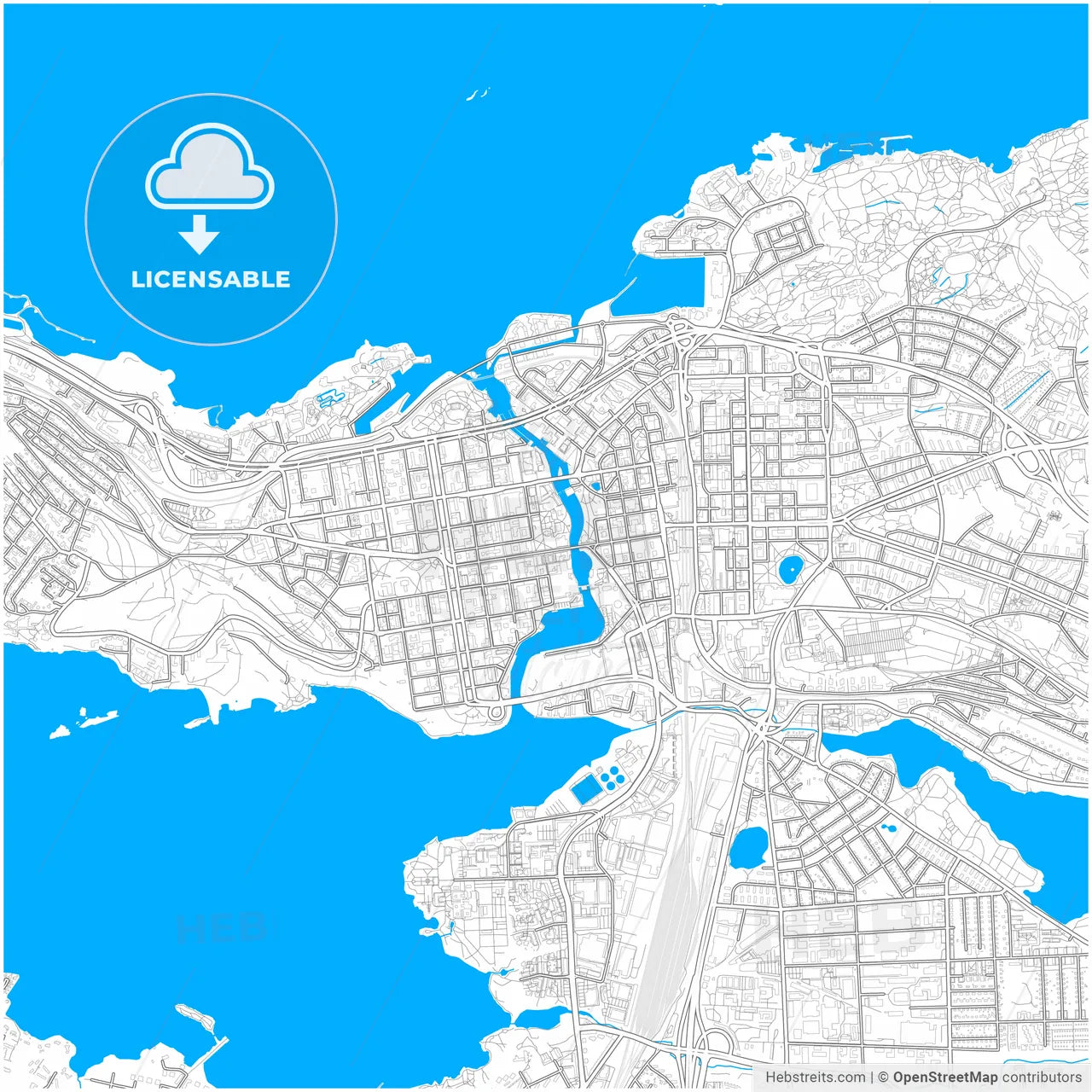 Tampere, Tampere, Finland, city map with high resolution roads.