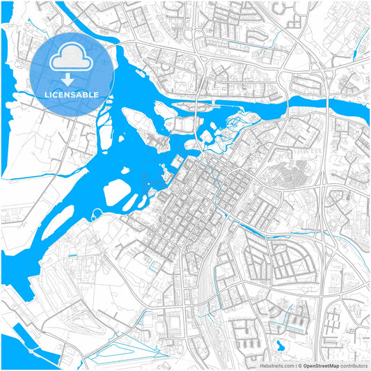 Oulu, Finland, city map with high resolution roads.