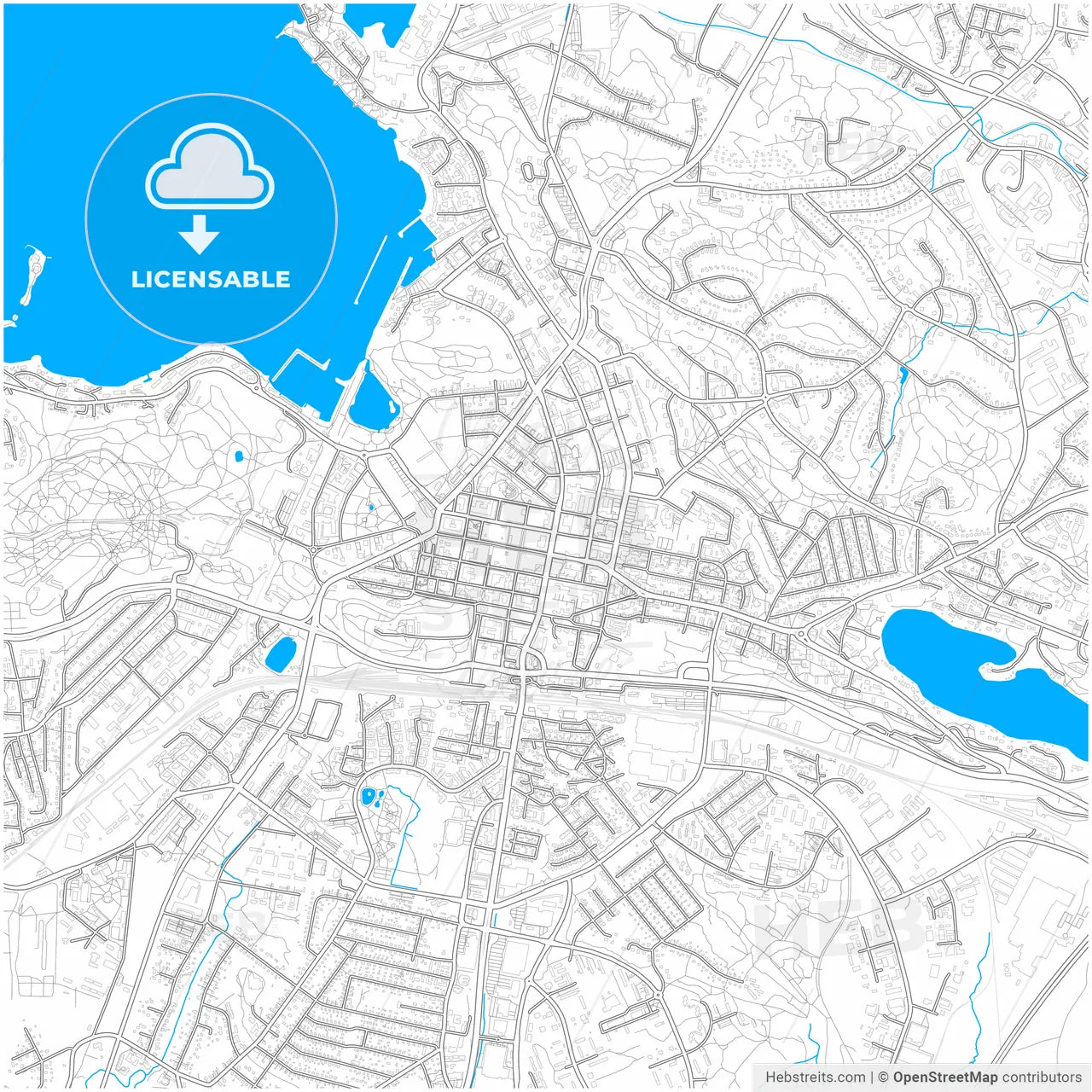 Lahti, Finland, city map with high resolution roads.