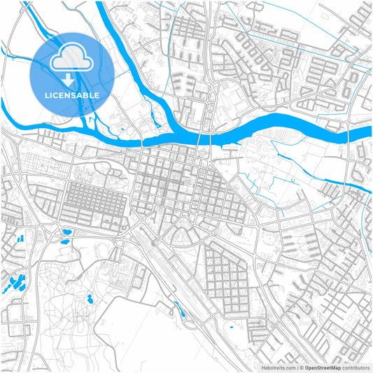 Pori, Finland, city map with high resolution roads.