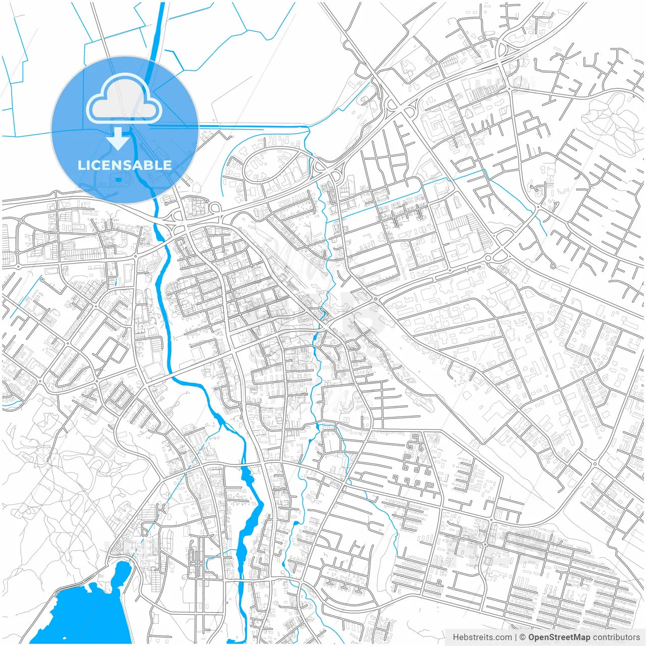 Seinäjoki, Finland, city map with high resolution roads.