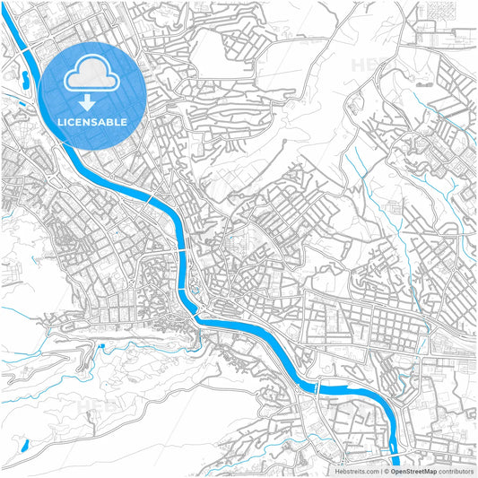 Tbilisi, Tbilisi, Georgia, city map with high resolution roads.