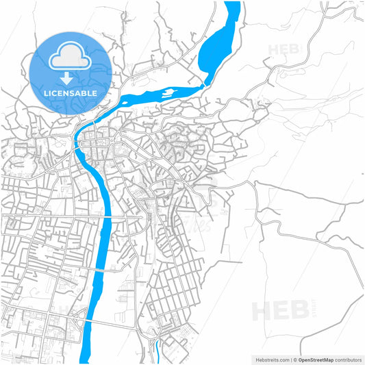 Kutaisi, Imereti, Georgia, city map with high resolution roads.