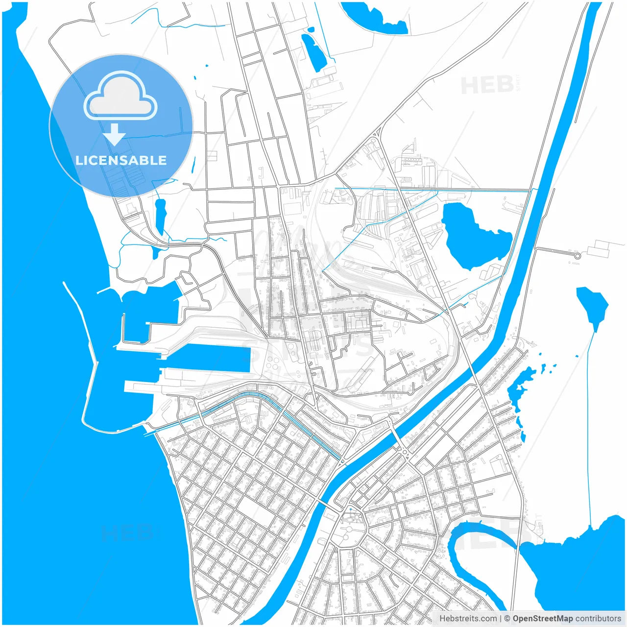 Poti, Samegrelo-Zemo Svaneti, Georgia, city map with high resolution roads.