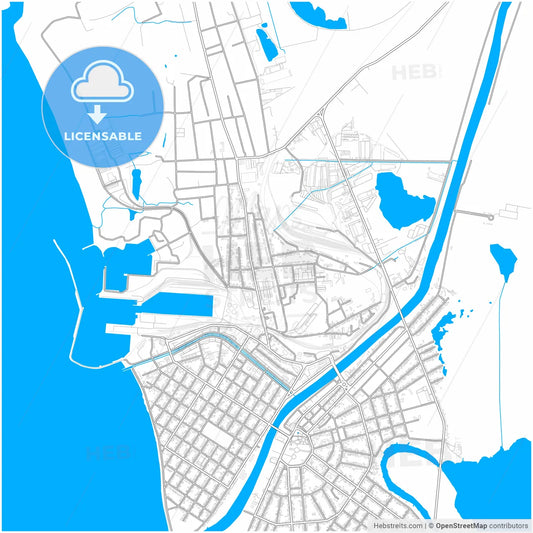Poti, Samegrelo-Zemo Svaneti, Georgia, city map with high resolution roads.