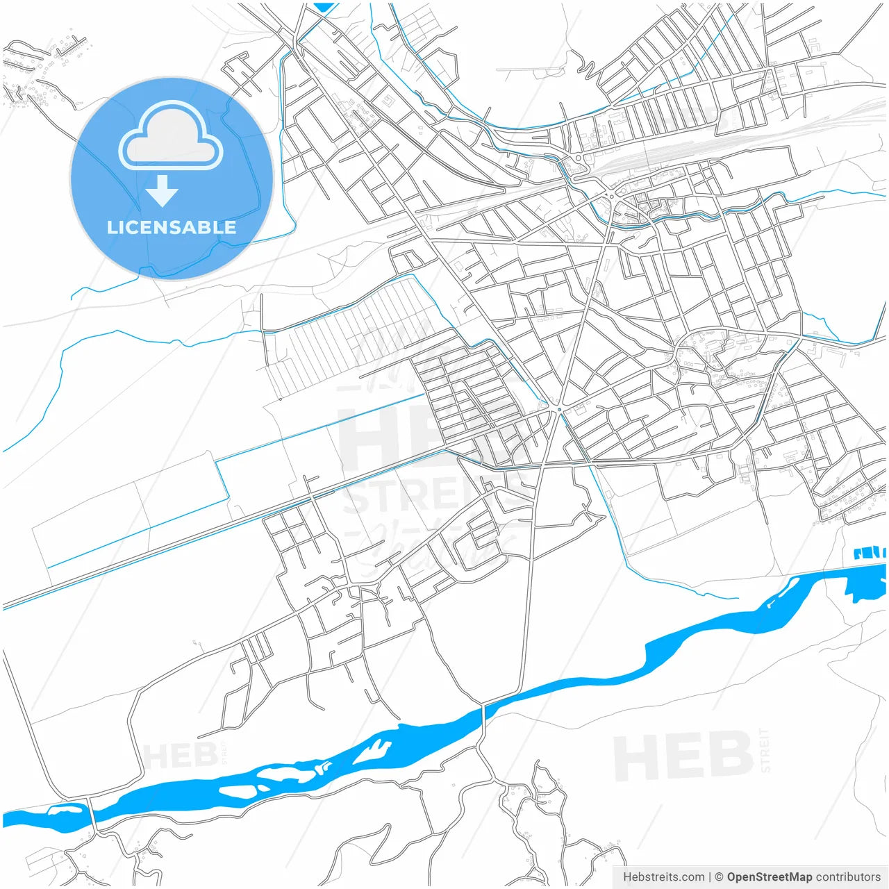 Khashuri, Shida Kartli, Georgia, city map with high resolution roads.