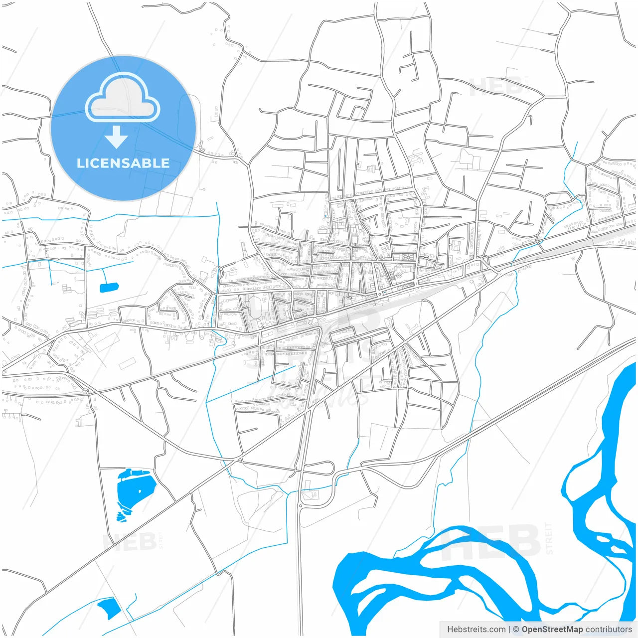 Samtredia, Imereti, Georgia, city map with high resolution roads.