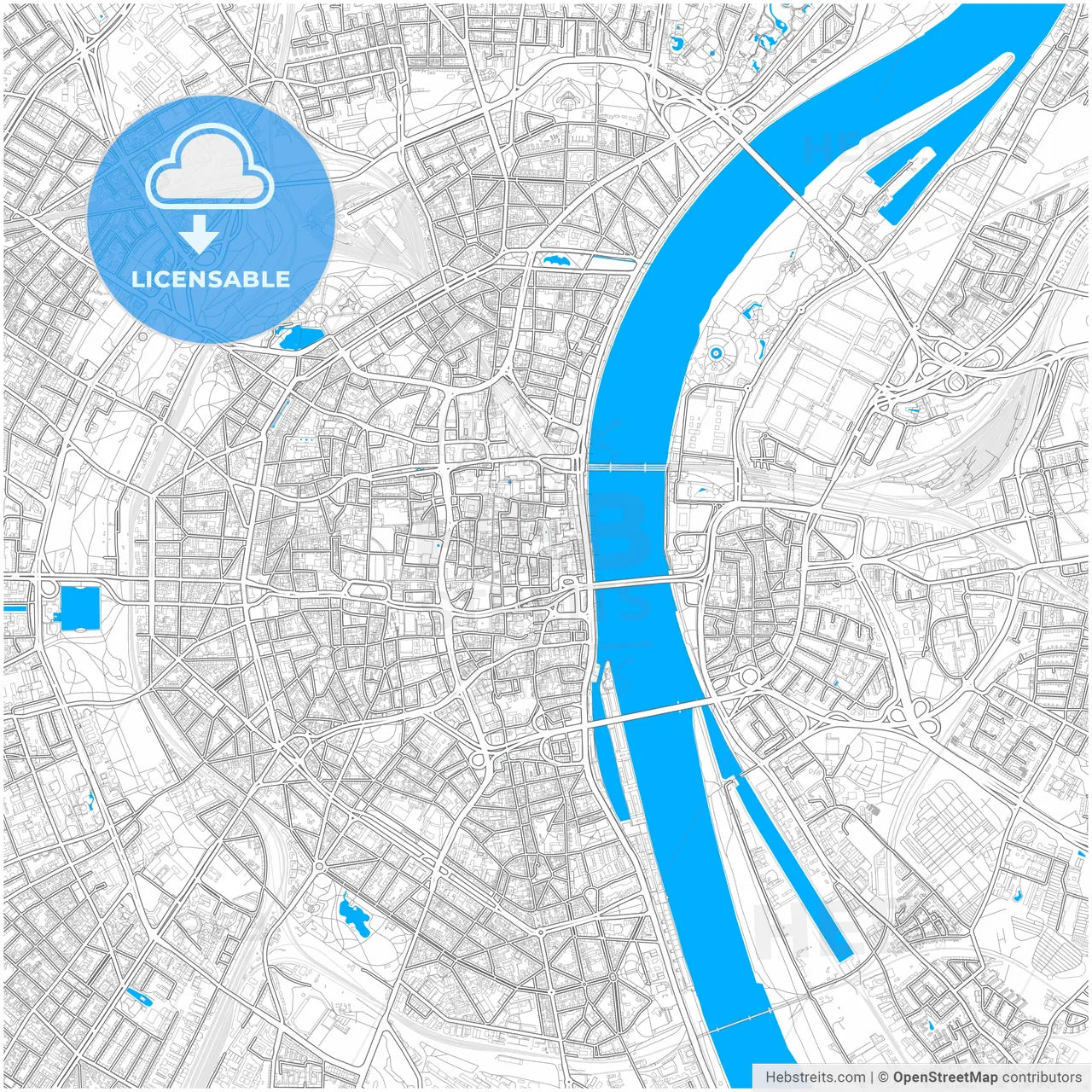 Cologne, North Rhine-Westphalia, Germany, city map with high resolution roads.