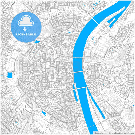 Cologne, North Rhine-Westphalia, Germany, city map with high resolution roads.