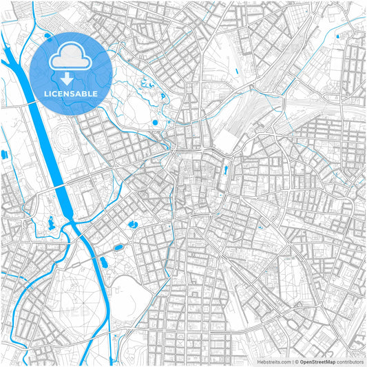 Leipzig, Saxony, Germany, city map with high resolution roads.