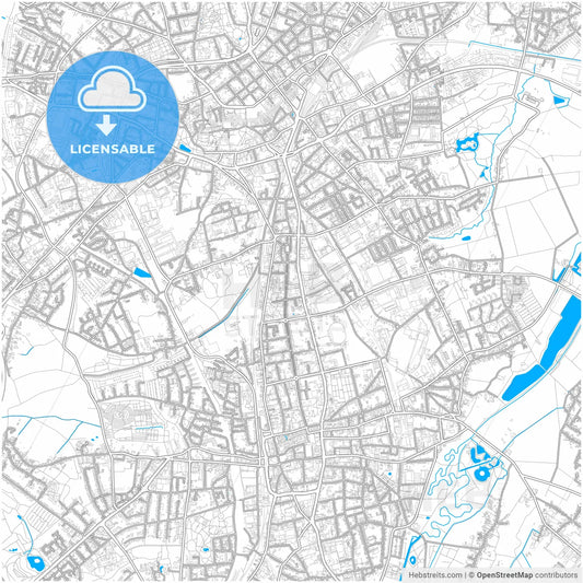 Monchengladbach, North Rhine-Westphalia, Germany, city map with high resolution roads.