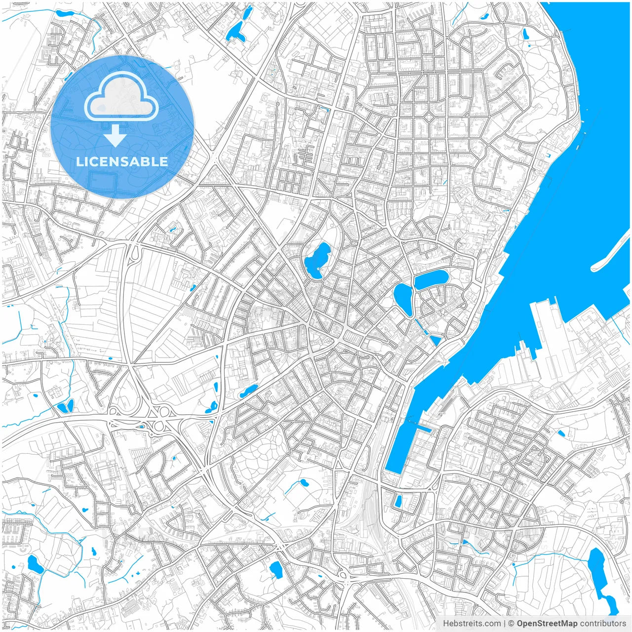 Kiel, Schleswig-Holstein, Germany, city map with high resolution roads.