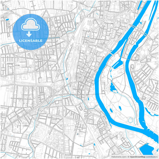 Magdeburg, Saxony-Anhalt, Germany, city map with high resolution roads.