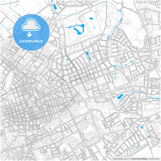 Krefeld, North Rhine-Westphalia, Germany, city map with high resolution roads.