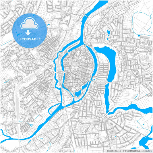 Lubeck, Schleswig-Holstein, Germany, city map with high resolution roads.