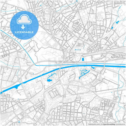 Oberhausen, North Rhine-Westphalia, Germany, city map with high resolution roads.
