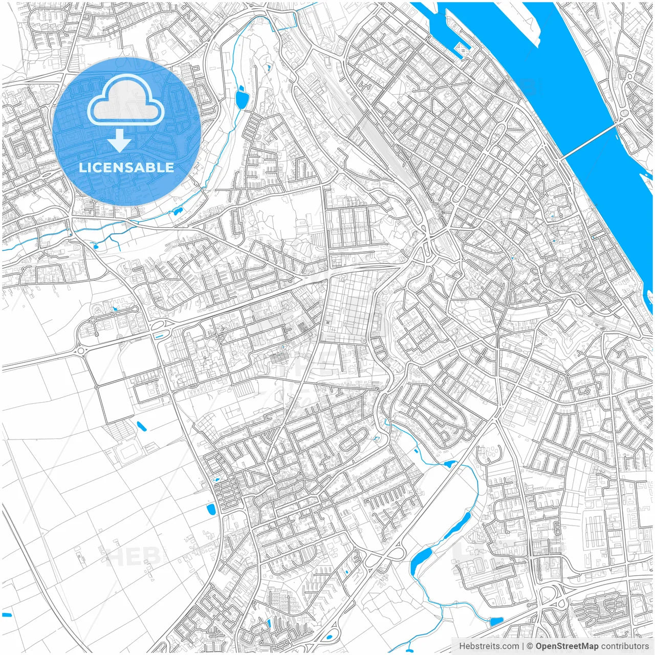 Mainz, Rheinland-Pfalz, Germany, city map with high resolution roads.
