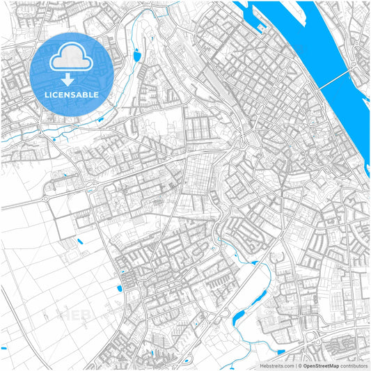 Mainz, Rheinland-Pfalz, Germany, city map with high resolution roads.