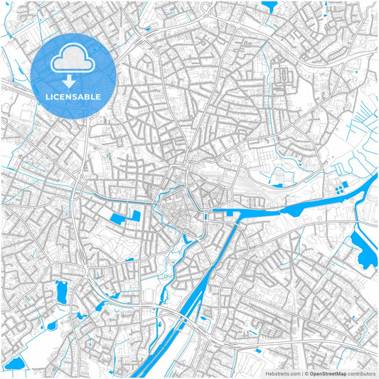Oldenburg, Lower Saxony, Germany, city map with high resolution roads.