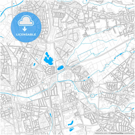Leverkusen, North Rhine-Westphalia, Germany, city map with high resolution roads.