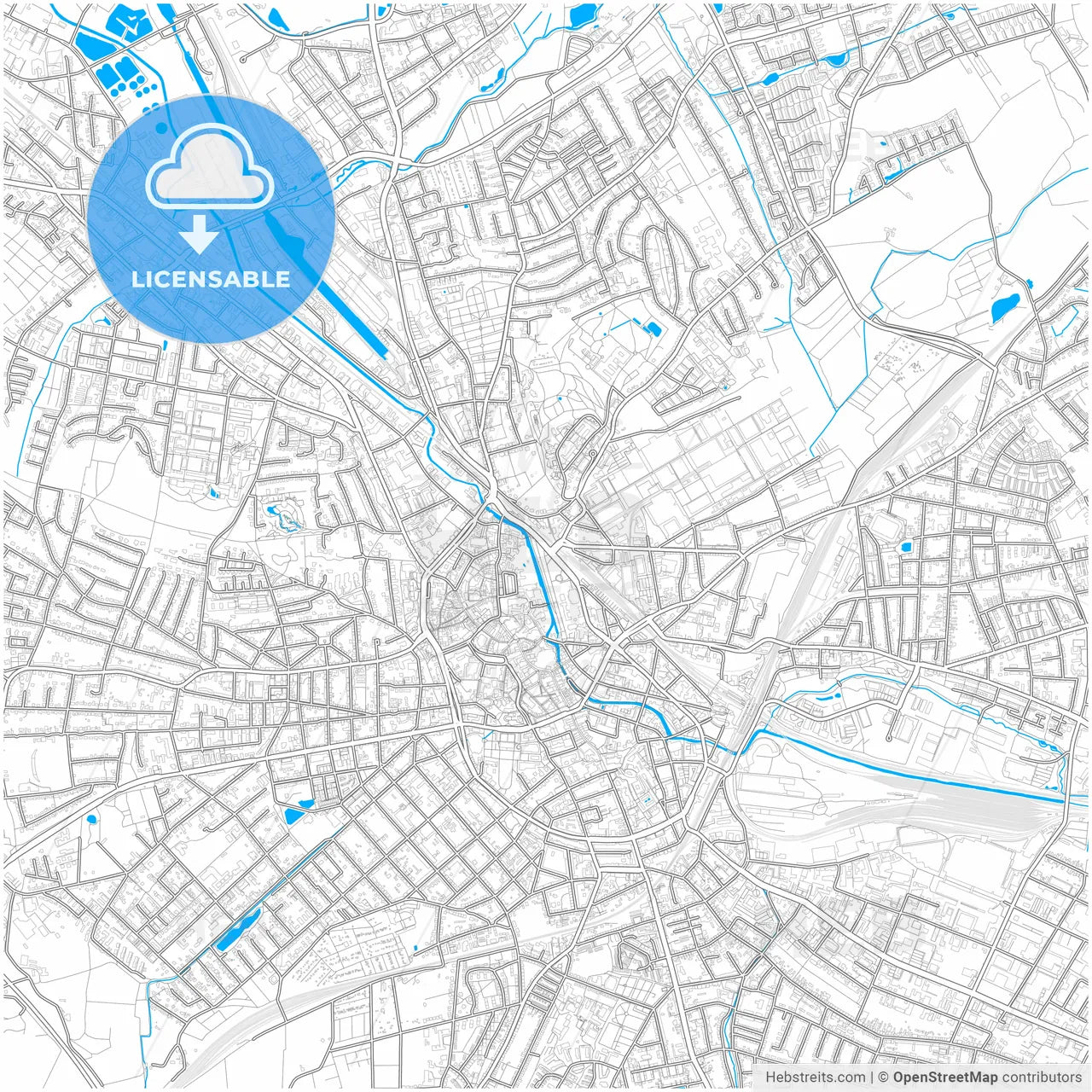 Osnabruck, Lower Saxony, Germany, city map with high resolution roads.
