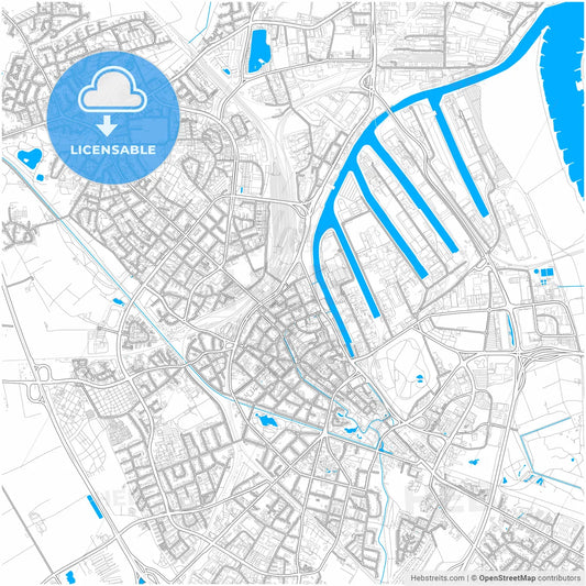 Neuss, North Rhine-Westphalia, Germany, city map with high resolution roads.