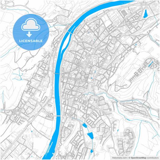 Trier, Rheinland-Pfalz, Germany, city map with high resolution roads.