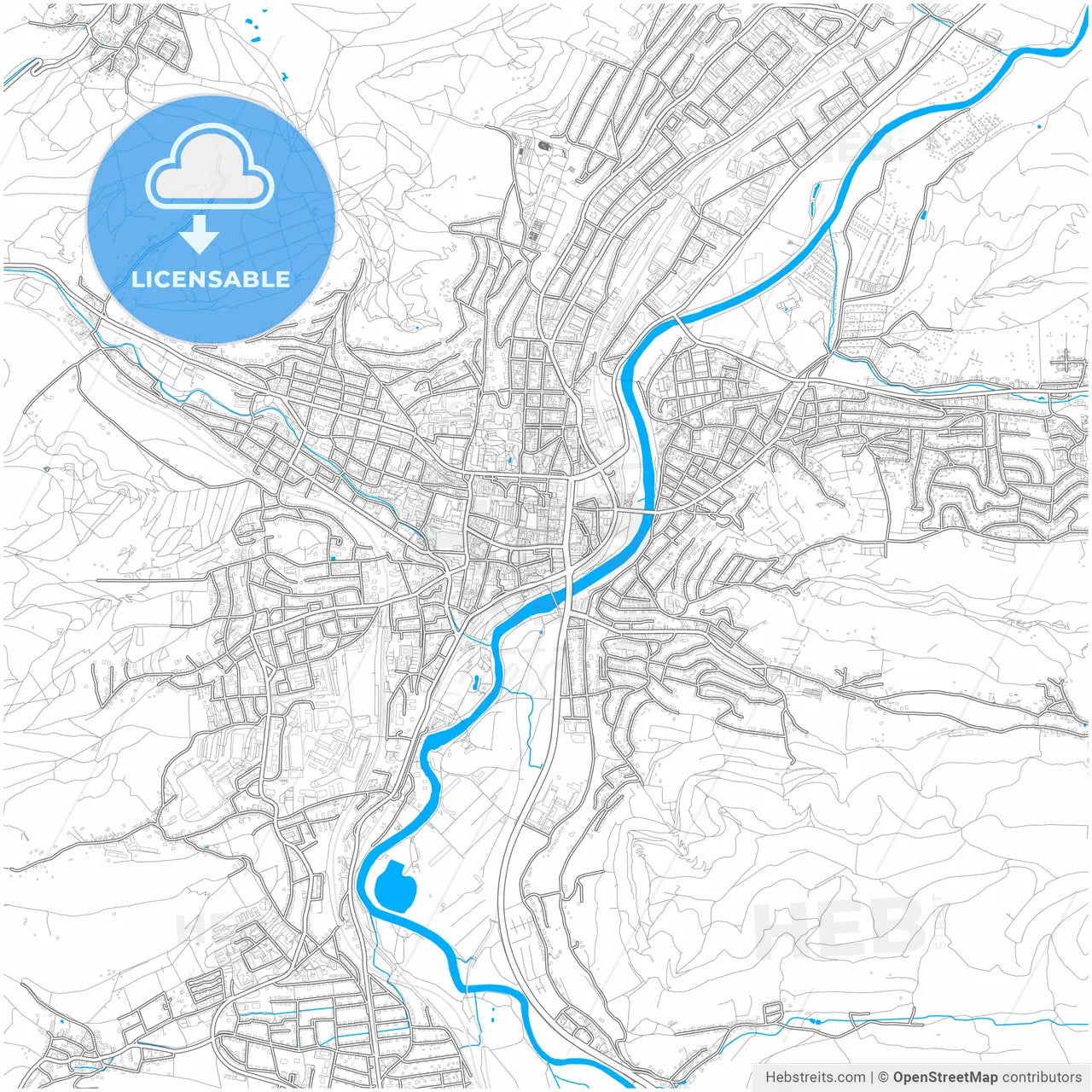 Jena, Thuringia, Germany, city map with high resolution roads.