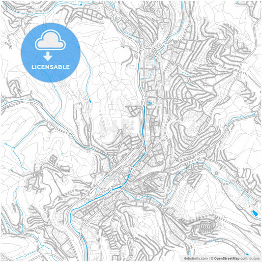 Siegen, North Rhine-Westphalia, Germany, city map with high resolution roads.