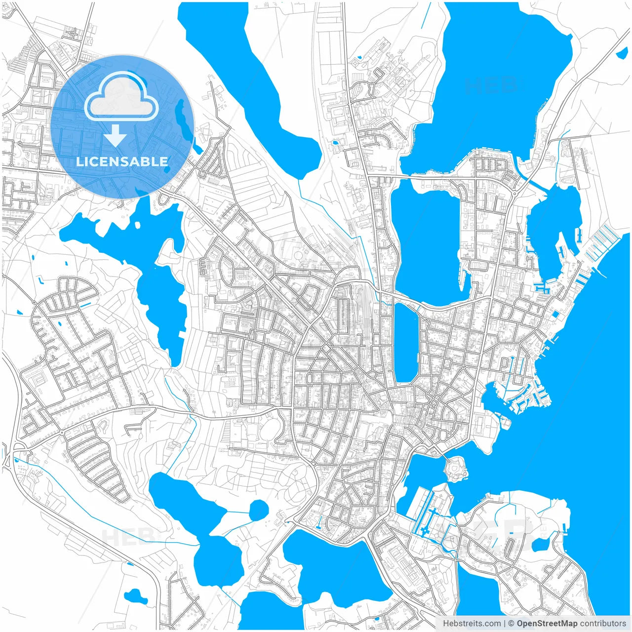 Schwerin, Mecklenburg-Western Pomerania, Germany, city map with high resolution roads.