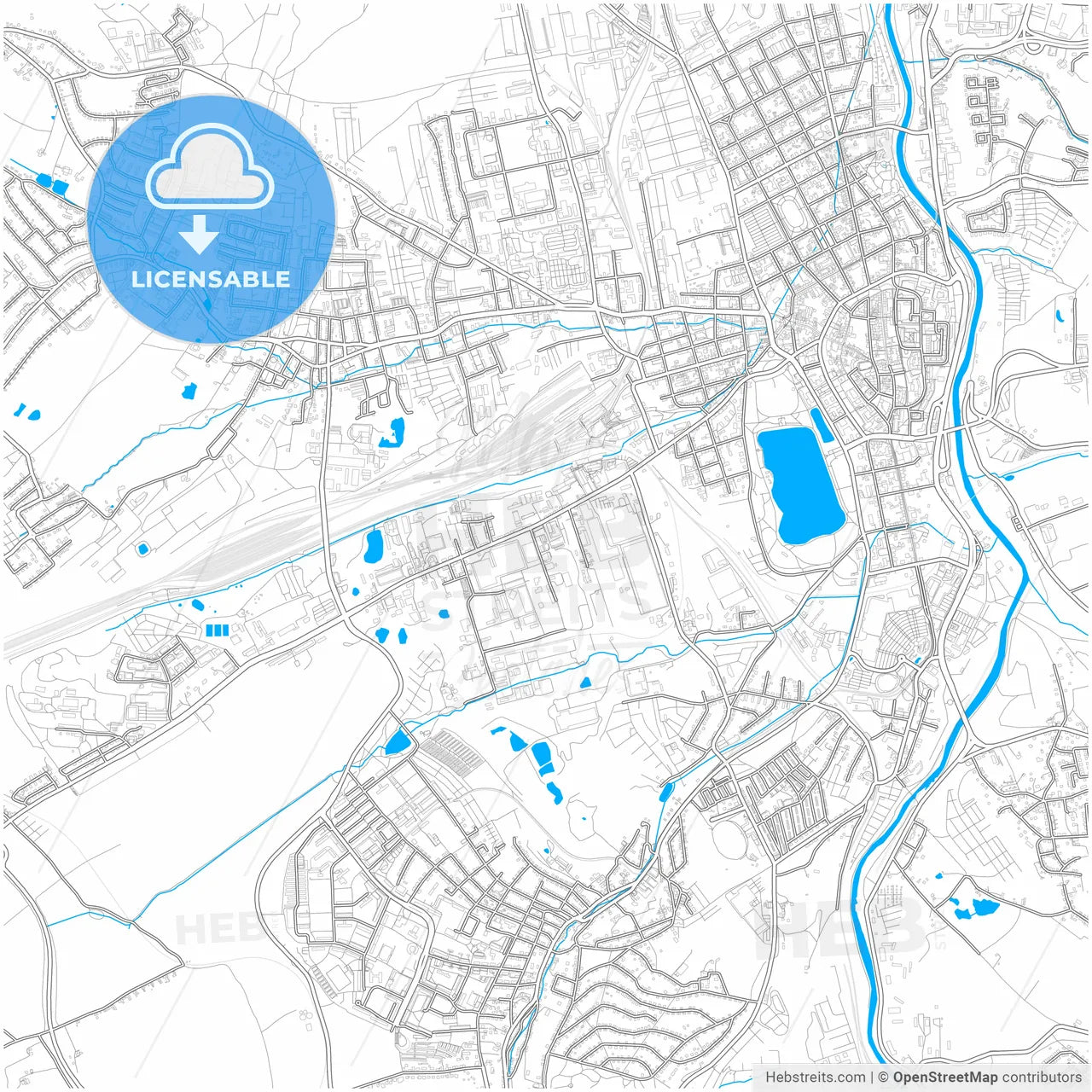 Zwickau, Saxony, Germany, city map with high resolution roads.