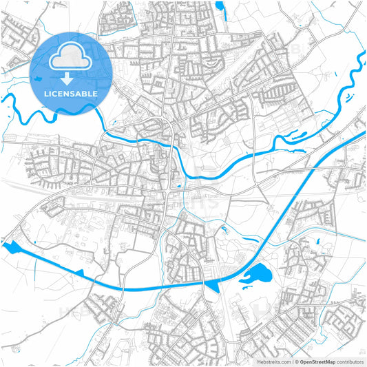 Lunen, North Rhine-Westphalia, Germany, city map with high resolution roads.