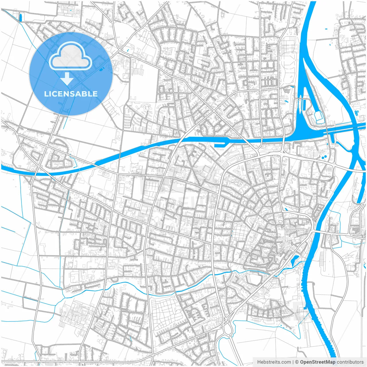 Minden, North Rhine-Westphalia, Germany, city map with high resolution roads.