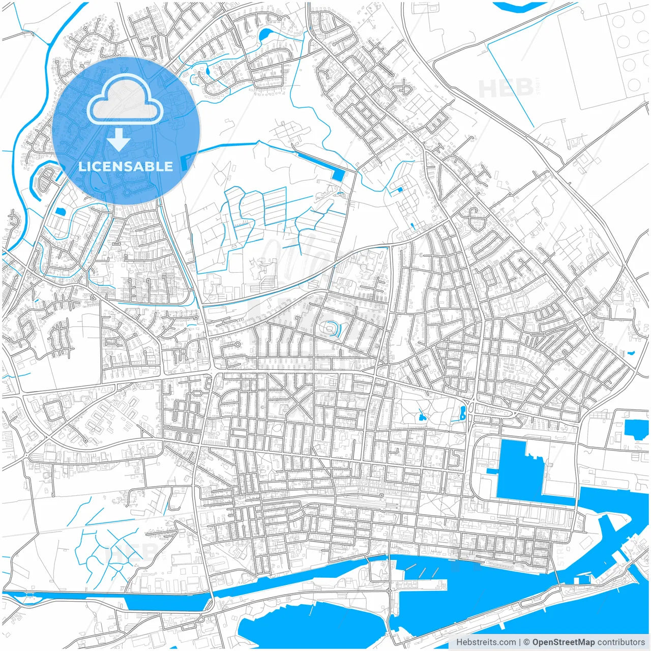 Wilhelmshaven, Lower Saxony, Germany, city map with high resolution roads.