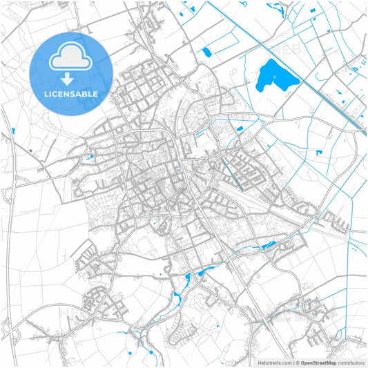 Viersen, North Rhine-Westphalia, Germany, city map with high resolution roads.