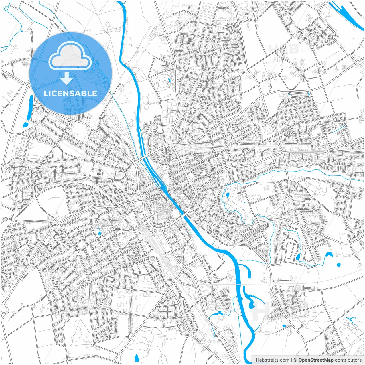 Rheine, North Rhine-Westphalia, Germany, city map with high resolution roads.
