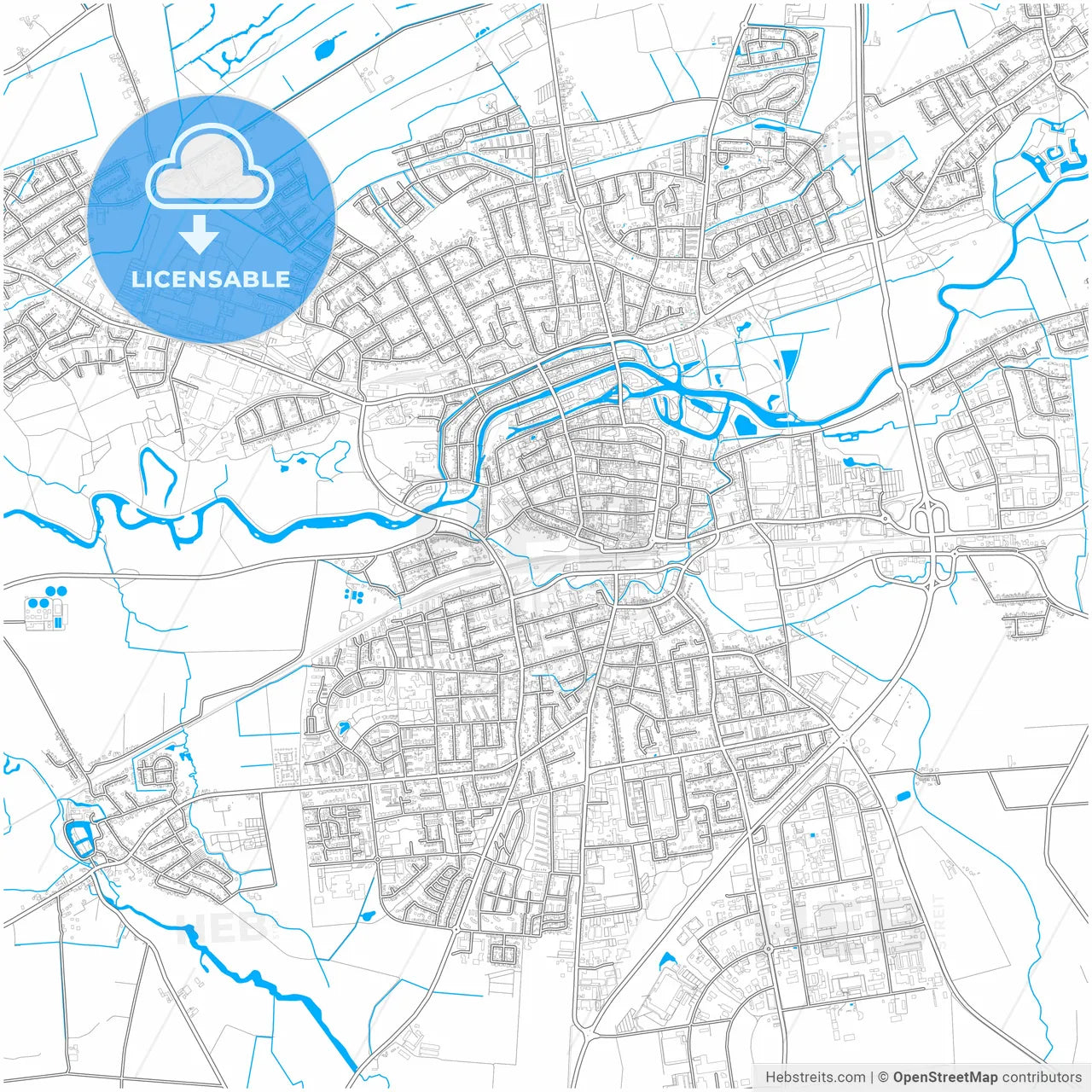 Lippstadt, North Rhine-Westphalia, Germany, city map with high resolution roads.