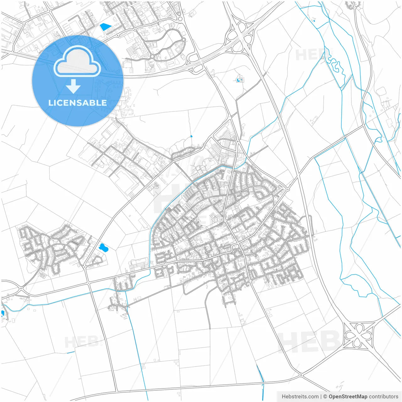 Kerpen, North Rhine-Westphalia, Germany, city map with high resolution roads.