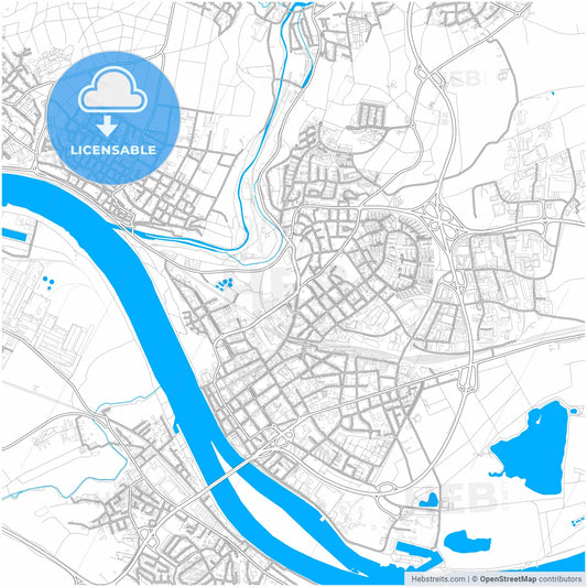 Neuwied, Rheinland-Pfalz, Germany, city map with high resolution roads.