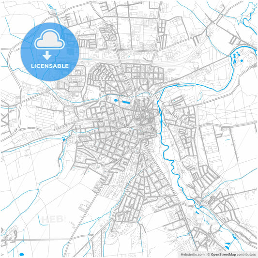 Weimar, Thuringia, Germany, city map with high resolution roads.
