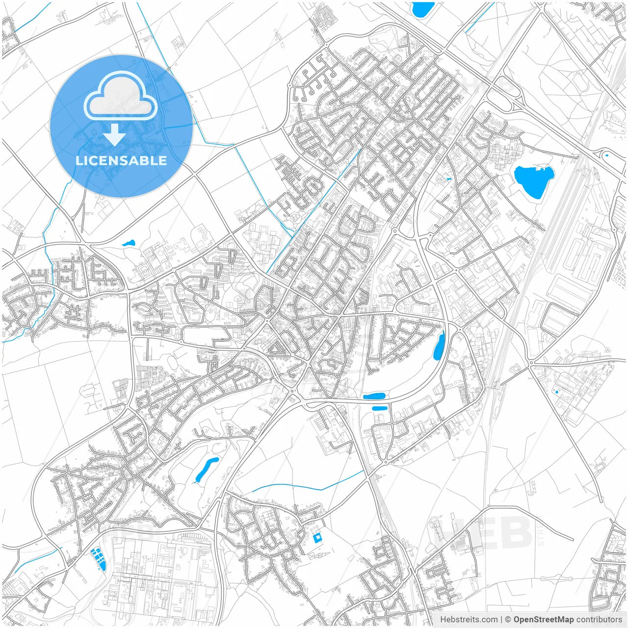 Hurth, North Rhine-Westphalia, Germany, city map with high resolution roads.