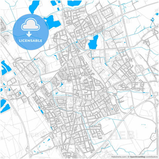 Langenfeld (Rheinland), North Rhine-Westphalia, Germany, city map with high resolution roads.