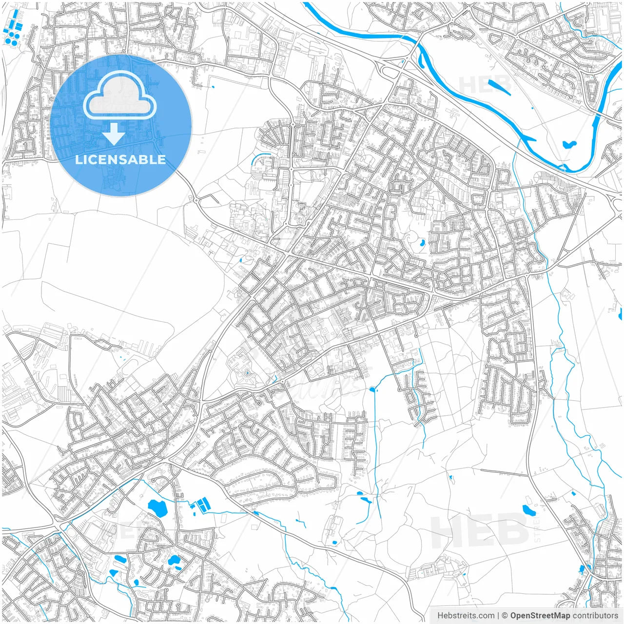 Sankt Augustin, North Rhine-Westphalia, Germany, city map with high resolution roads.