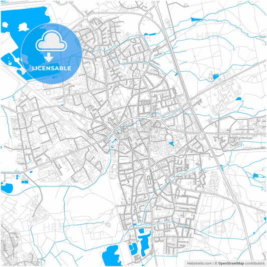 Hilden, North Rhine-Westphalia, Germany, city map with high resolution roads.