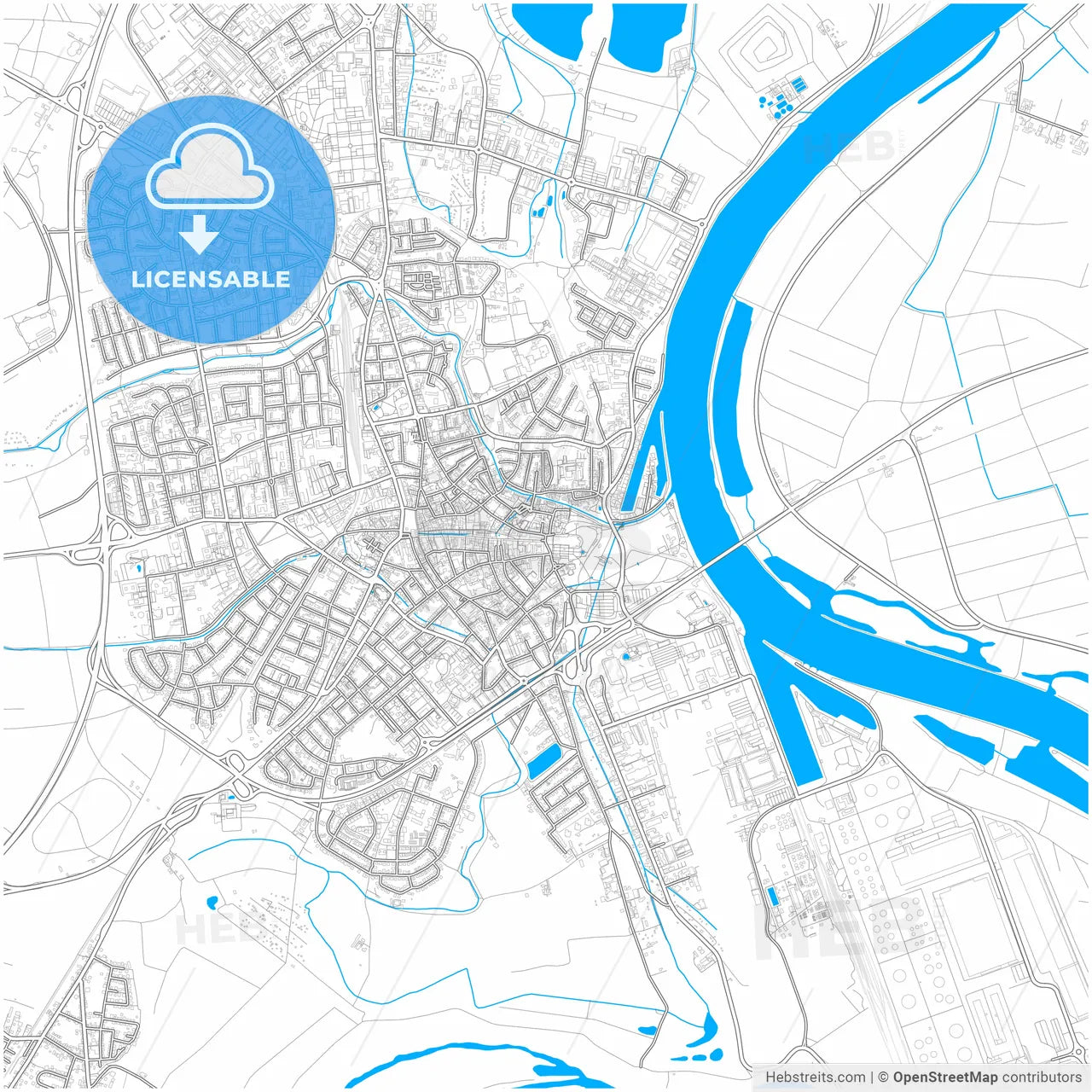 Speyer, Rheinland-Pfalz, Germany, city map with high resolution roads.