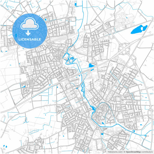 Rheda-Wiedenbruck, North Rhine-Westphalia, Germany, city map with high resolution roads.