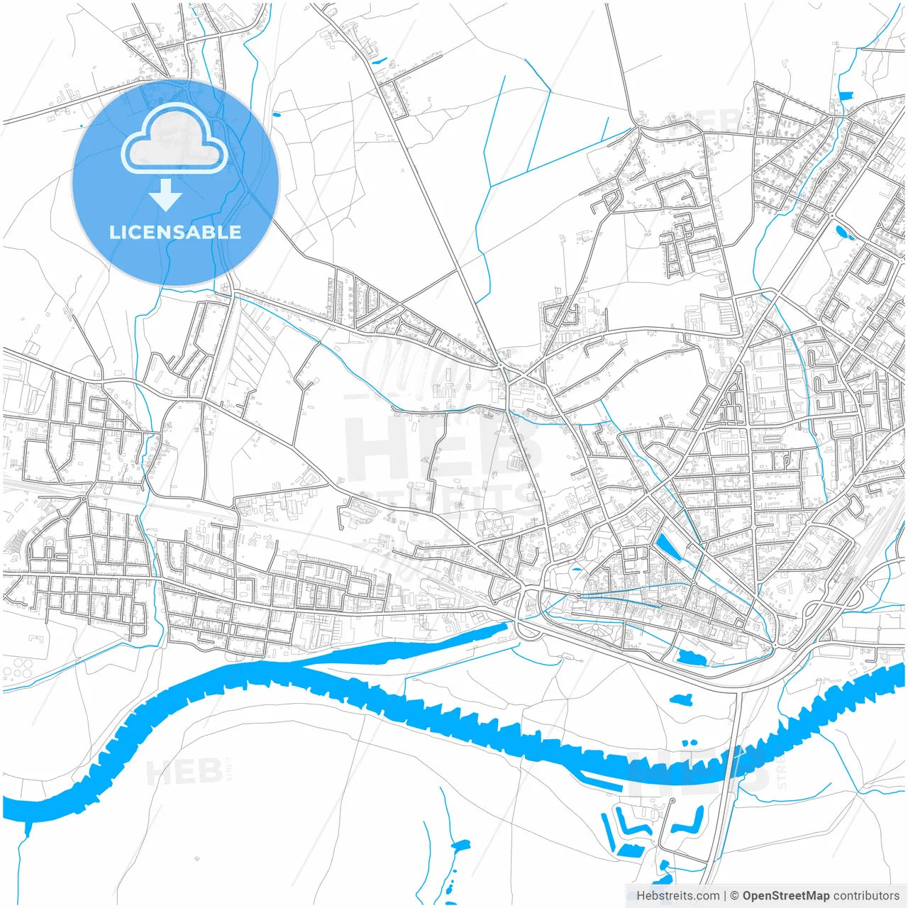 Wittenberg, Lutherstadt, Saxony-Anhalt, Germany, city map with high resolution roads.