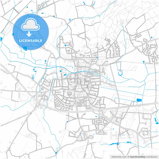 Melle, Lower Saxony, Germany, city map with high resolution roads.