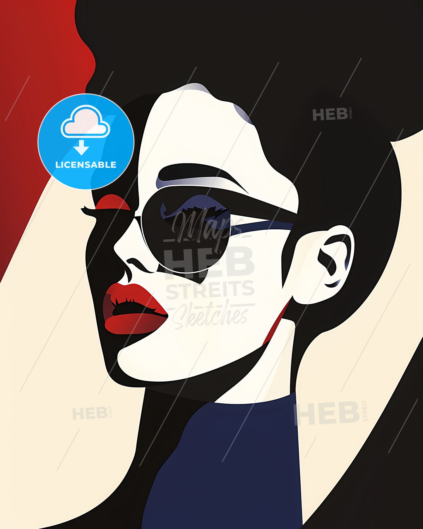 Vibrant Expressionist Painting: Portrait of a Sunglass-Adorned Woman Uniting Pop Art and Hyperrealism