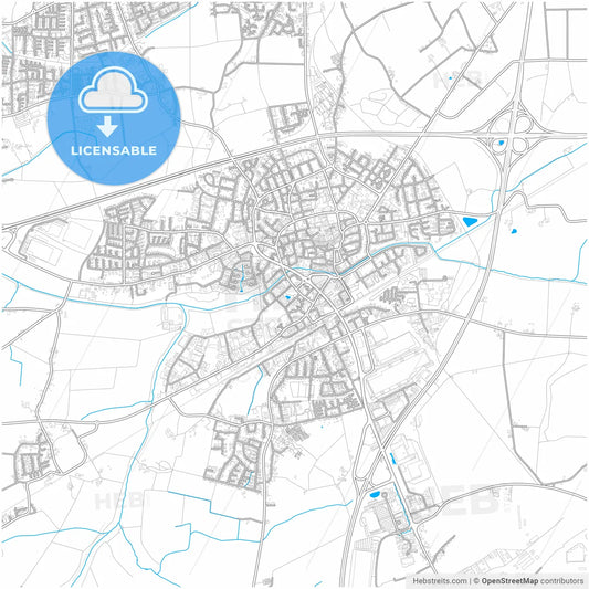 Kamen, North Rhine-Westphalia, Germany, city map with high resolution roads.